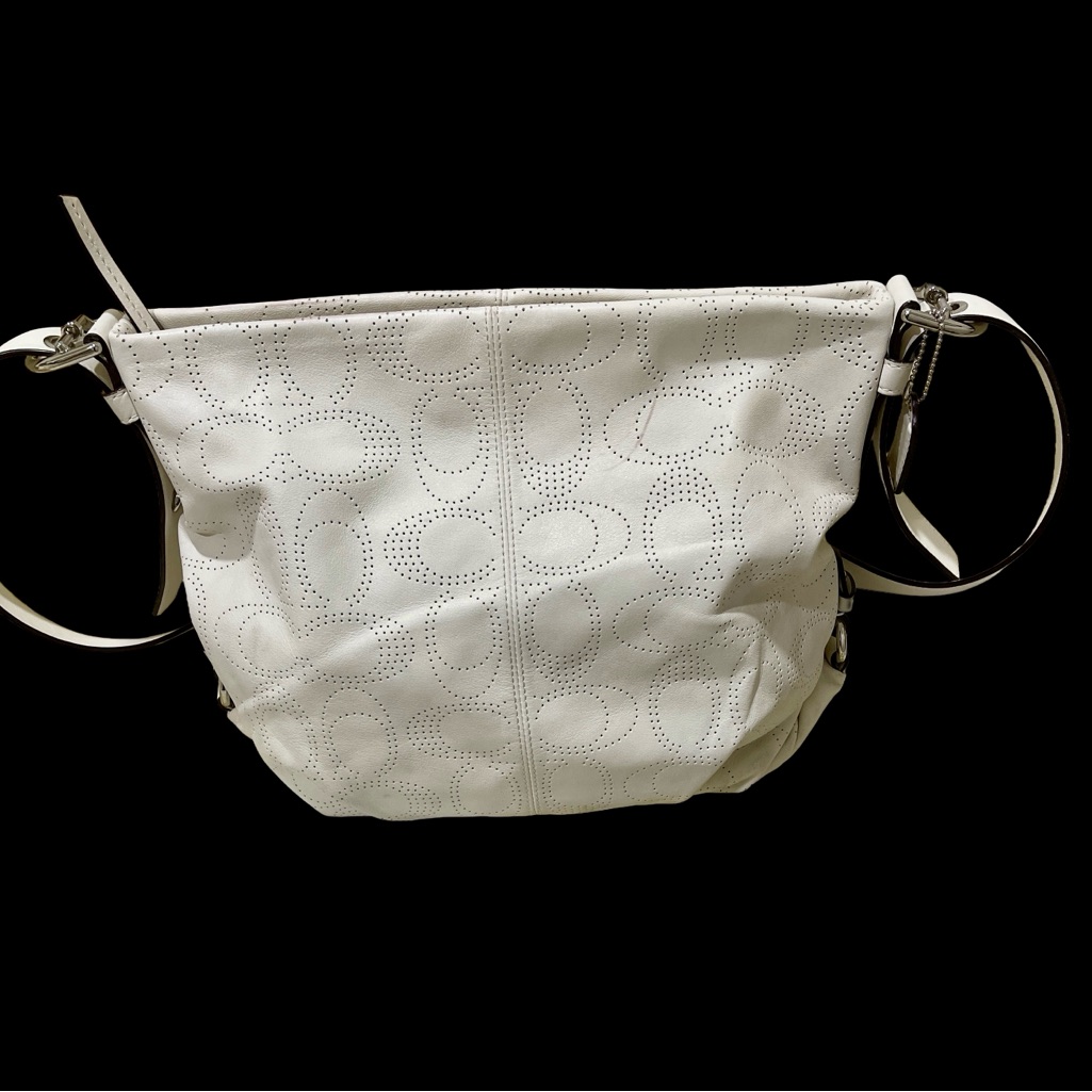 Coach Gray Brooke Perforated Leather Bucket Bag -Used Only Couple Of Times